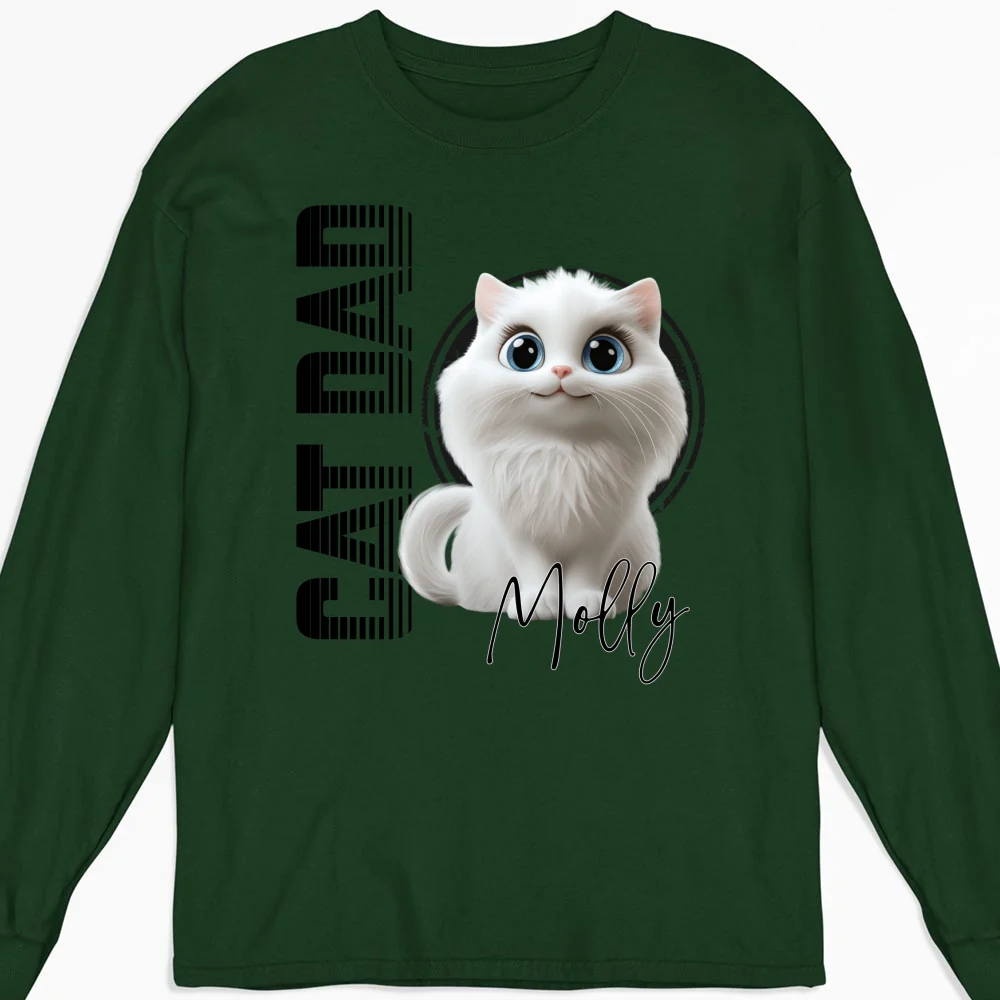 Dad Of The Cats - Personalized Custom Long Sleeve T-Shirt - Image 6