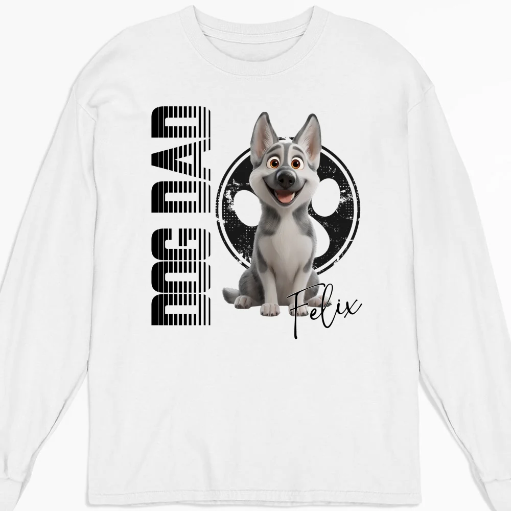 Dad Of The Dogs - Personalized Custom Long Sleeve T-shirt - Image 4
