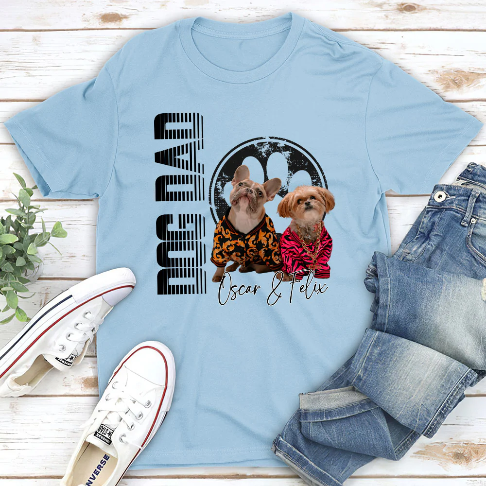 Dad Of The Dogs Photo - Personalized Custom Unisex T-shirt - Image 3