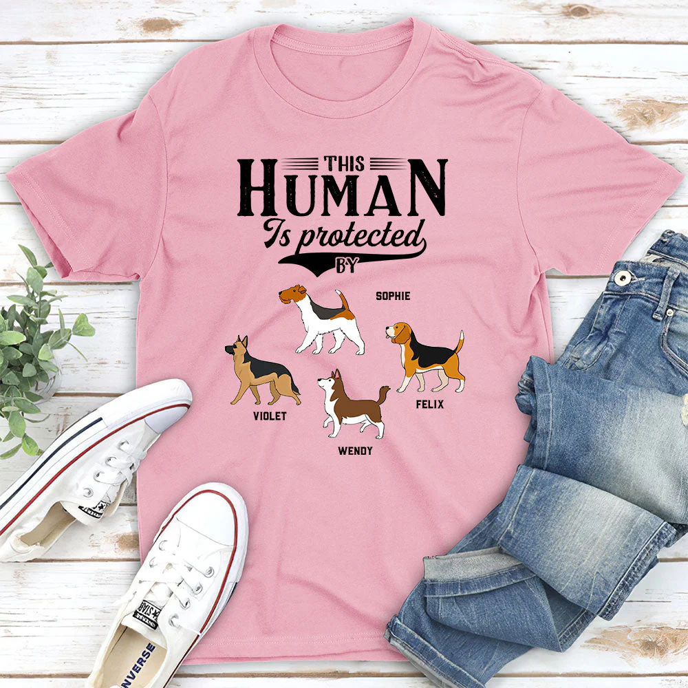 Dad Protected By Dog - Personalized Custom Unisex T-shirt - Image 3