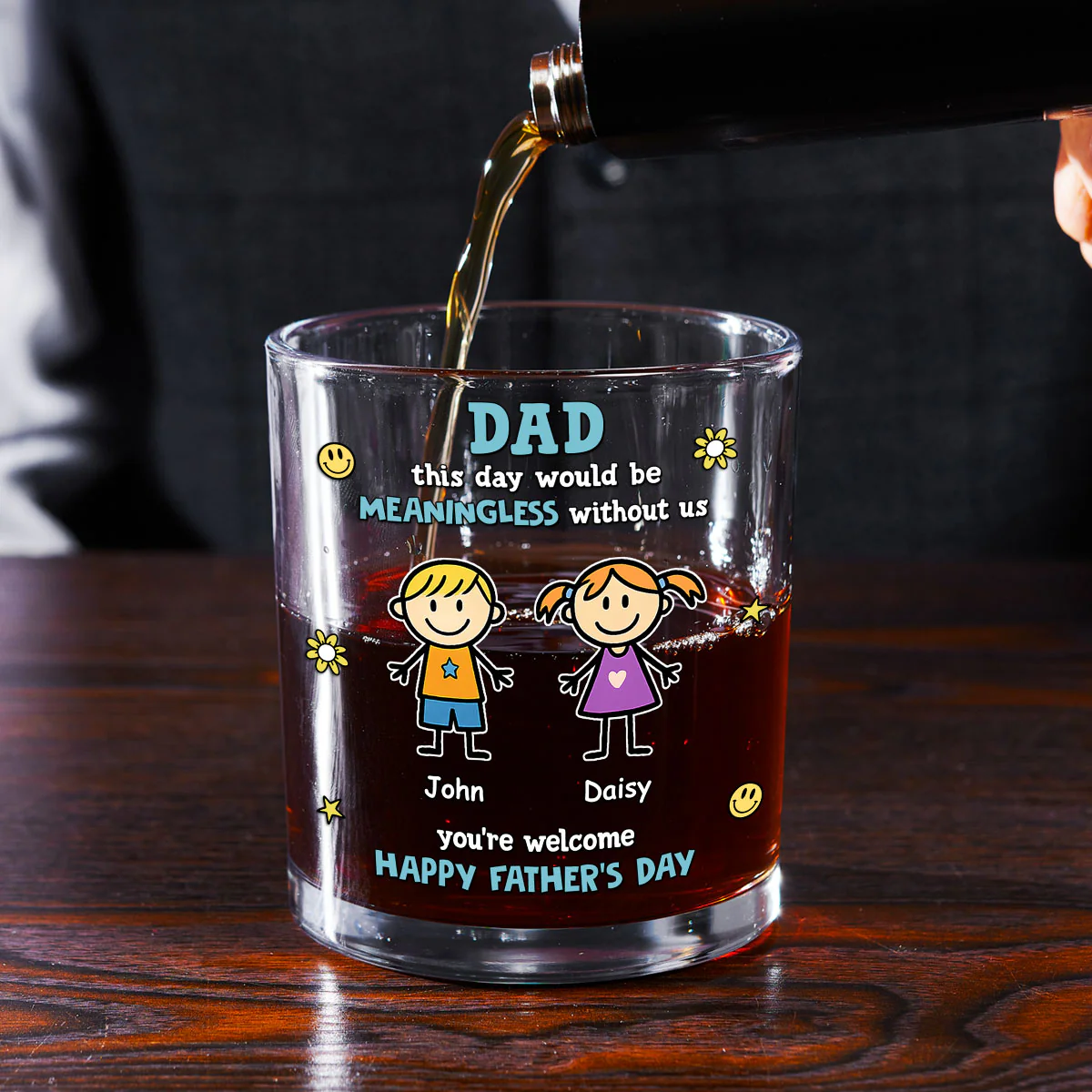 Dad This Day Ours - Personalized Custom Whiskey Glass - Image 2