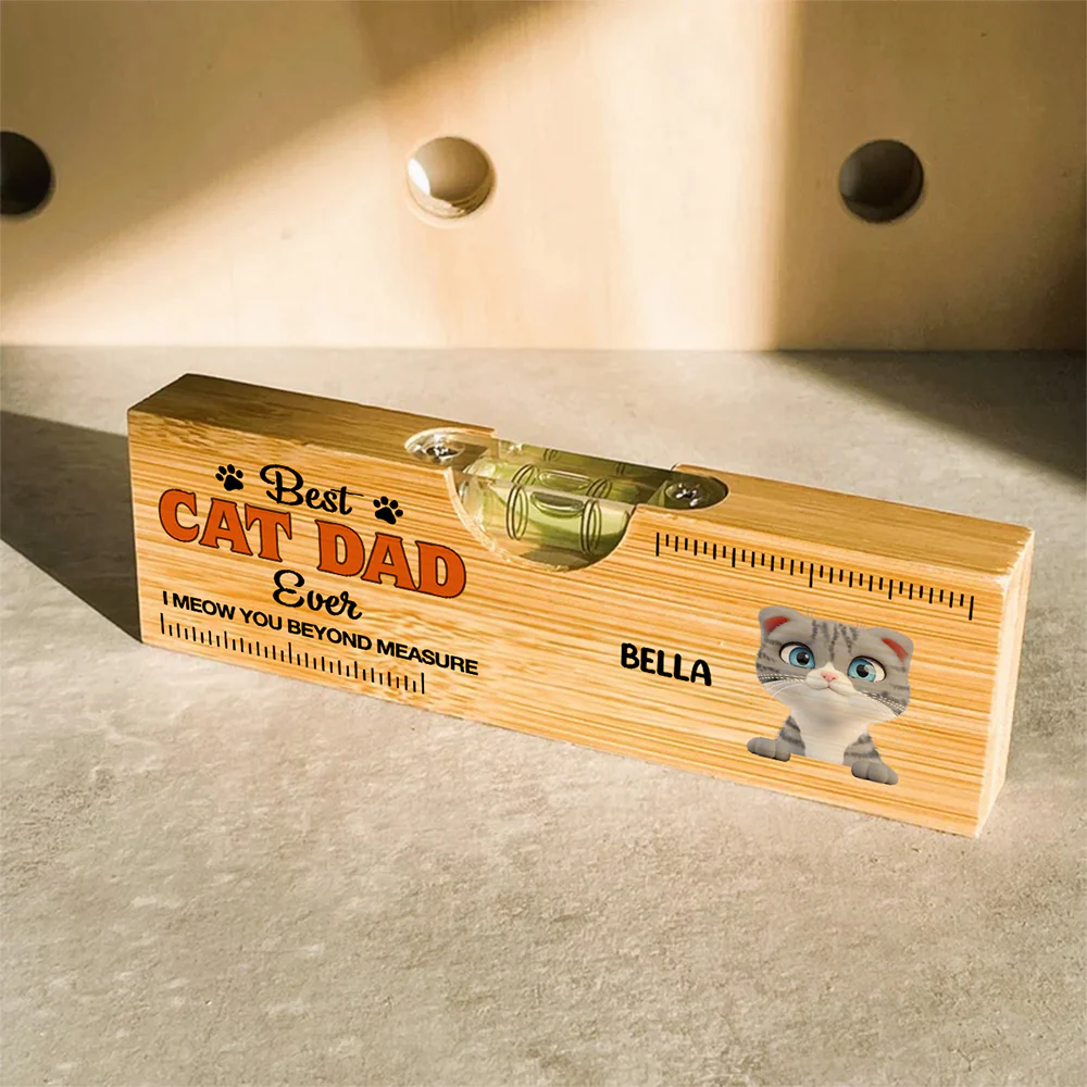 Dad We Meow You - Personalized Custom Wooden Spirit Level Bottle Opener - Image 5