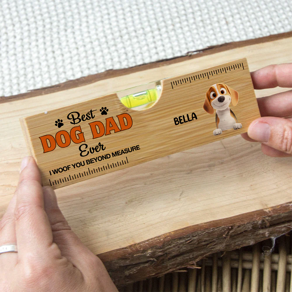Dad We Woof You - Personalized Custom Wooden Spirit Level Bottle Opener - Image 2