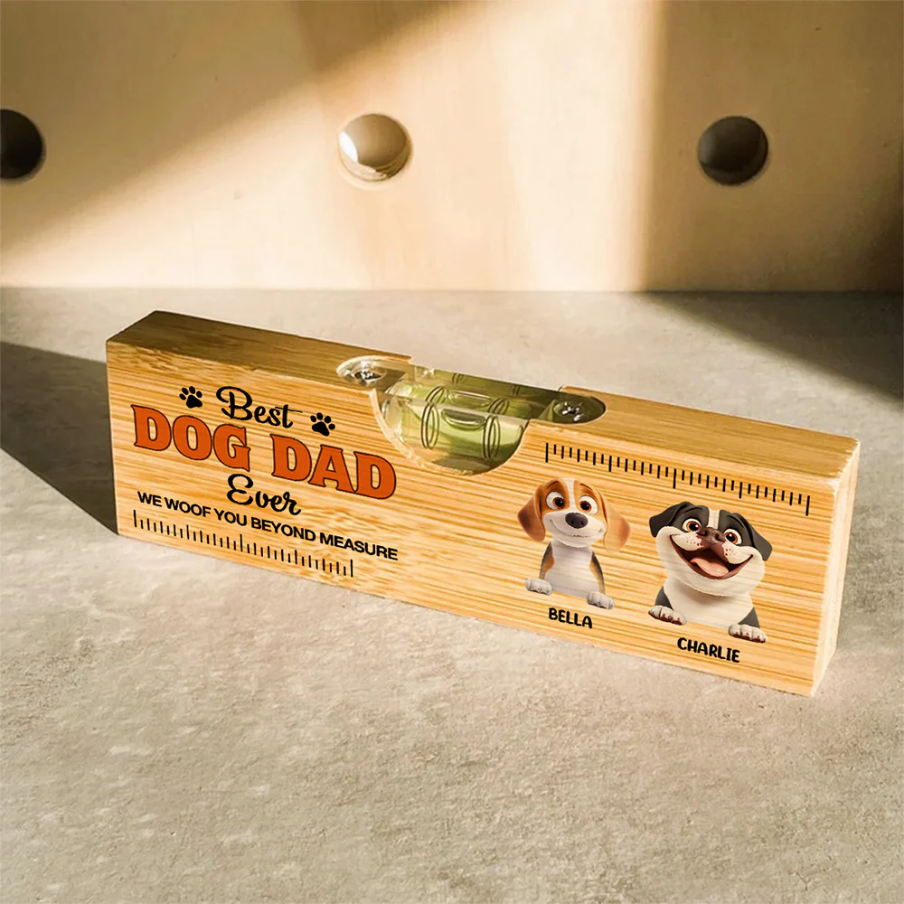 Dad We Woof You - Personalized Custom Wooden Spirit Level Bottle Opener - Image 5
