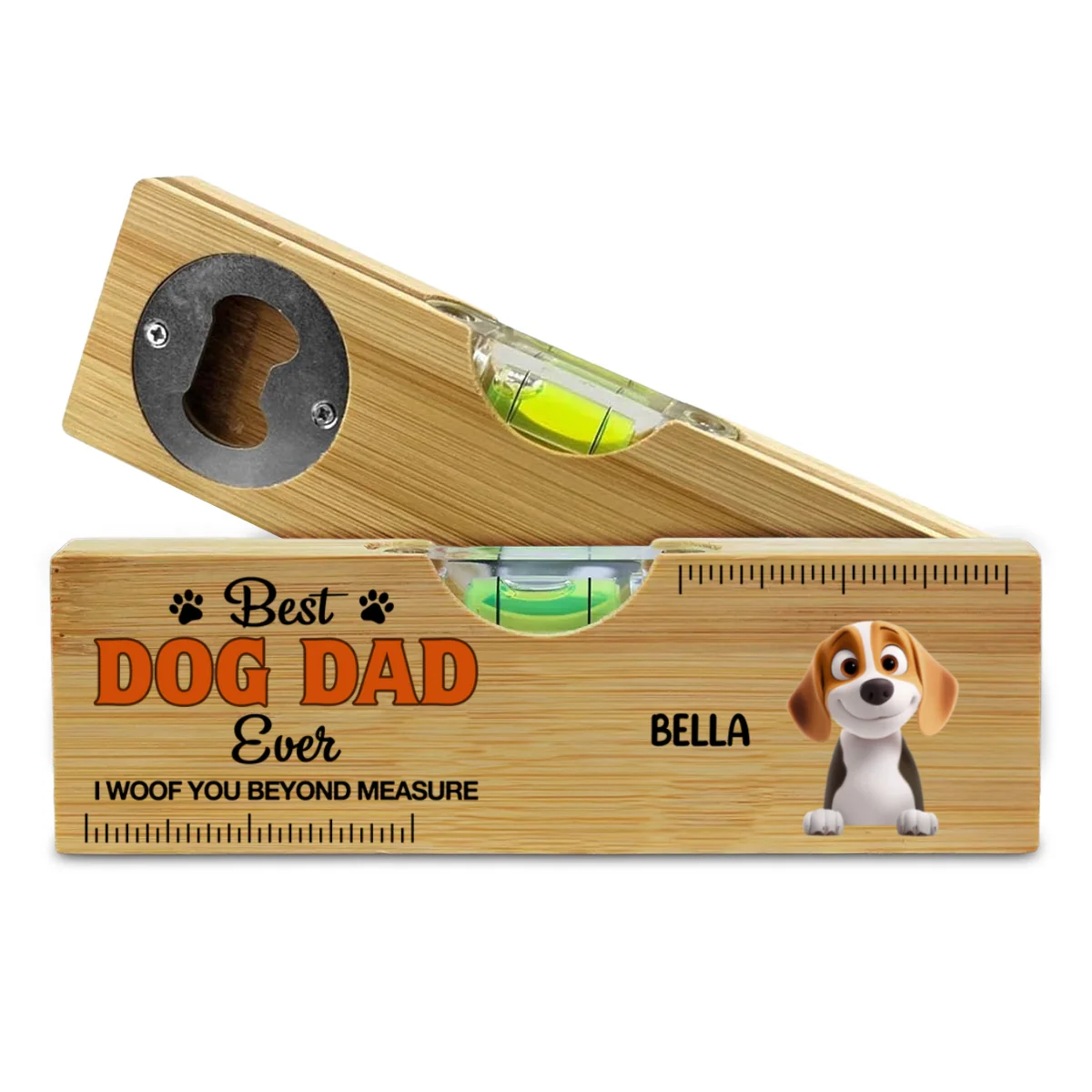 Dad We Woof You - Personalized Custom Wooden Spirit Level Bottle Opener - Image 6
