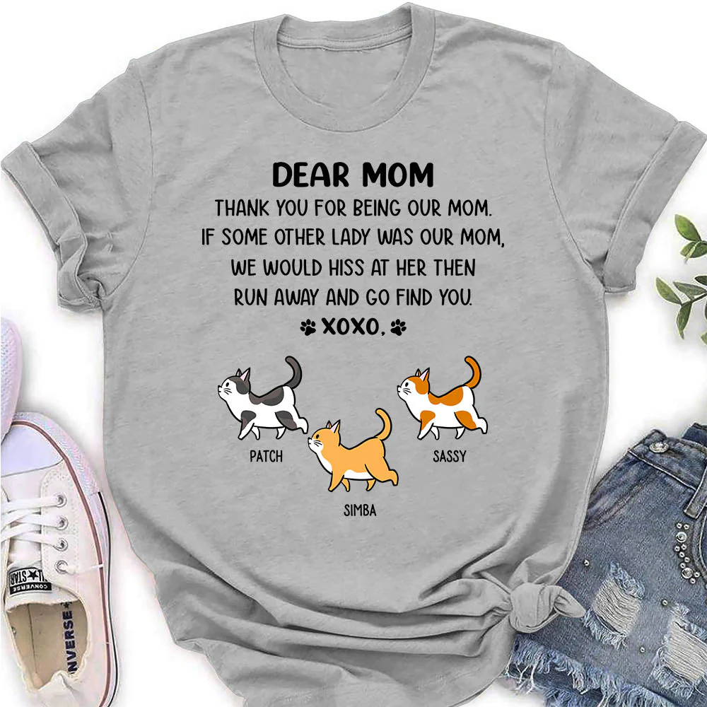 Dear Cat Mom - Personalized Custom Women's T-shirt