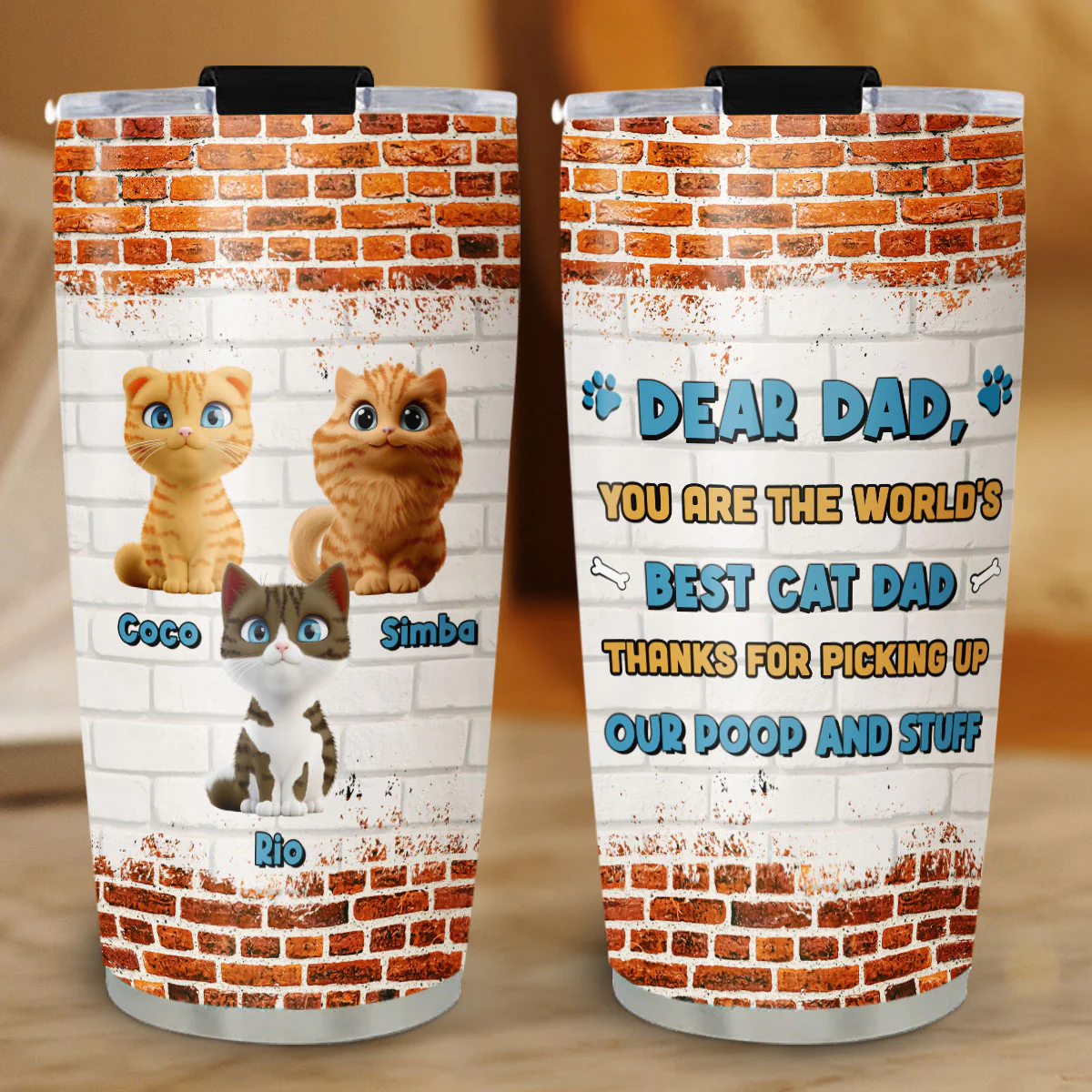 Dear Dad Cat Ver - Personalized Custom Tumbler - Image 4