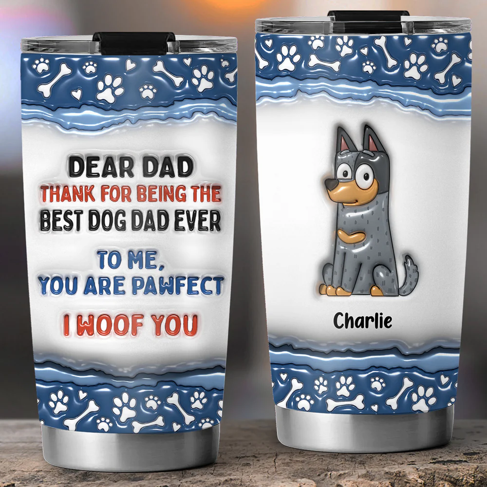 Dear Mom Thank You For Being The Best Dog Mom - Personalized Custom 3D Inflated Effect Tumbler - Image 4