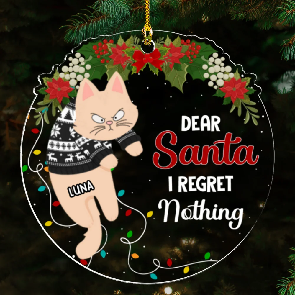 Dear Santa I've Been A Very Good Cat - Personalized Custom Acrylic Ornament - Image 5