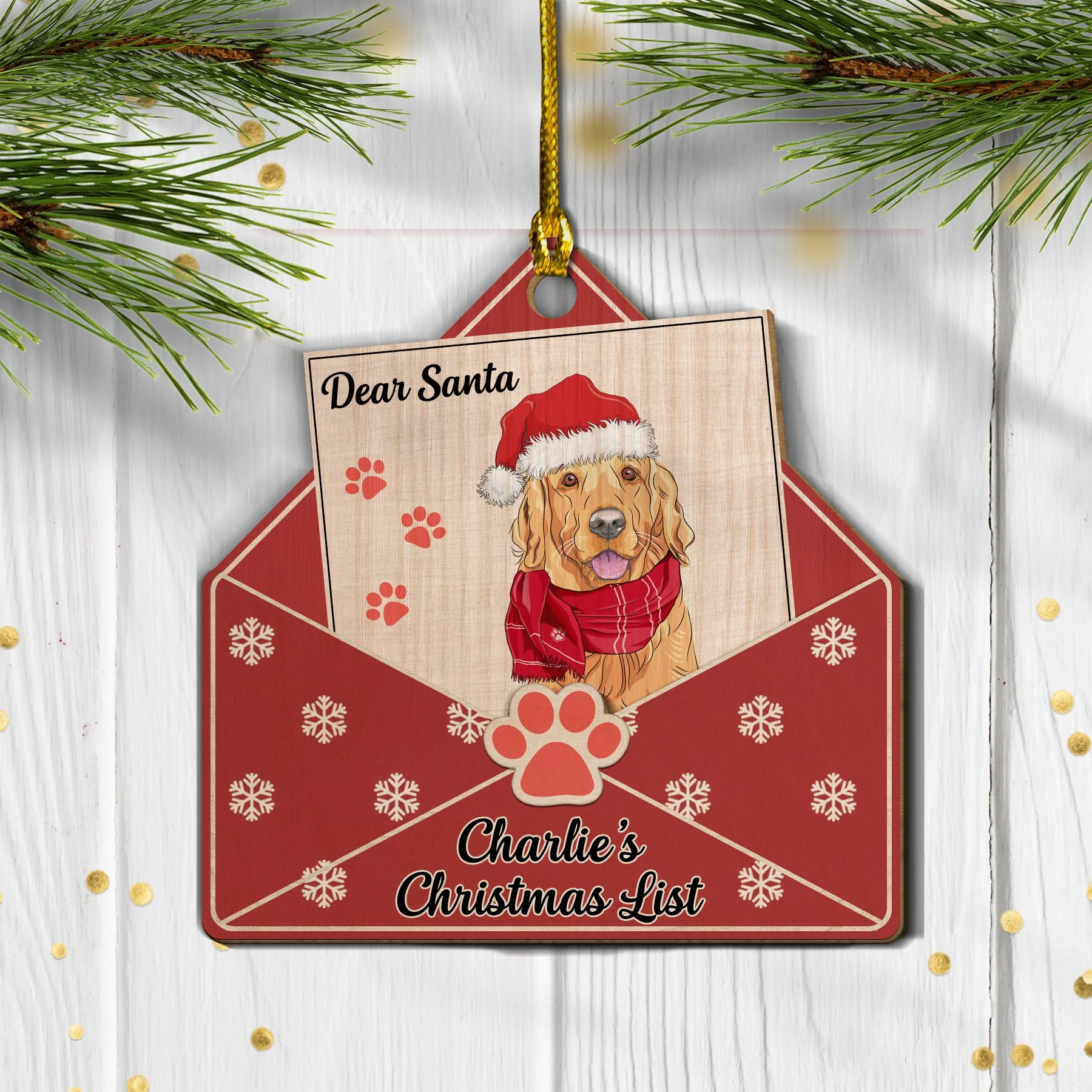 Dear Santa - Personalized Custom 1-layered Wood Ornament - Image 3