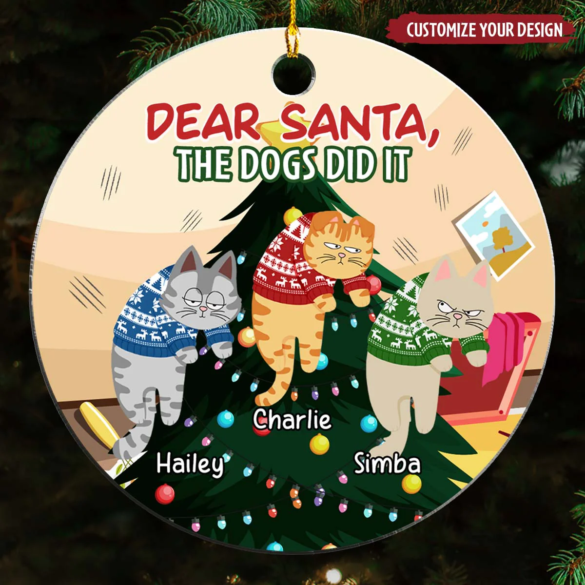 Dear Santa The Dog Did It - Personalized Custom Acrylic Ornament - Image 4