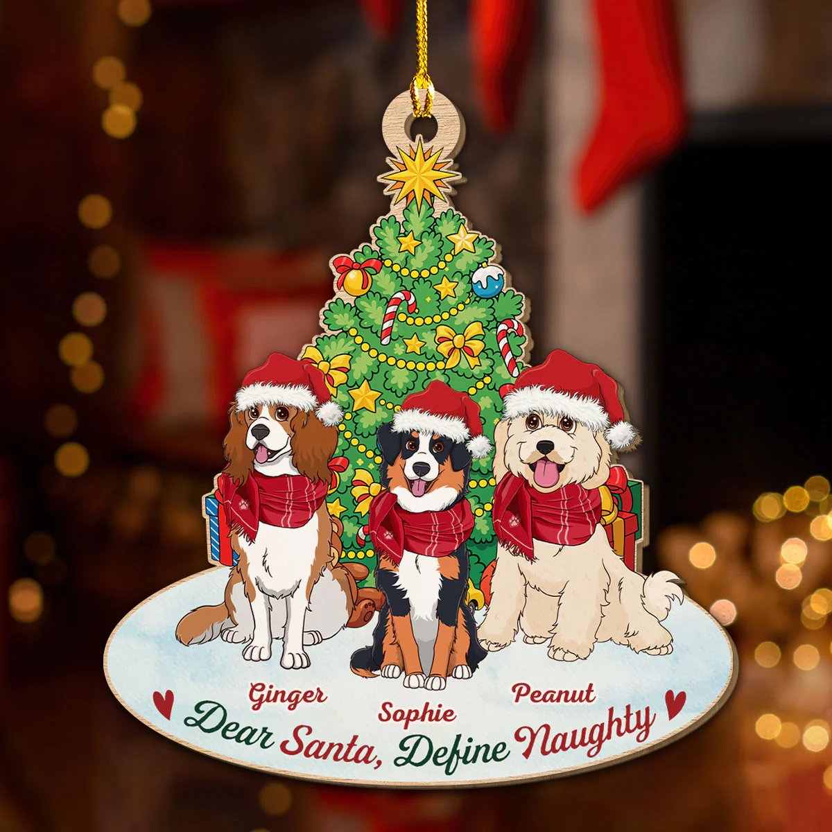 Define Naughty Dog - Personalized Custom Wood Ornament - Image 4