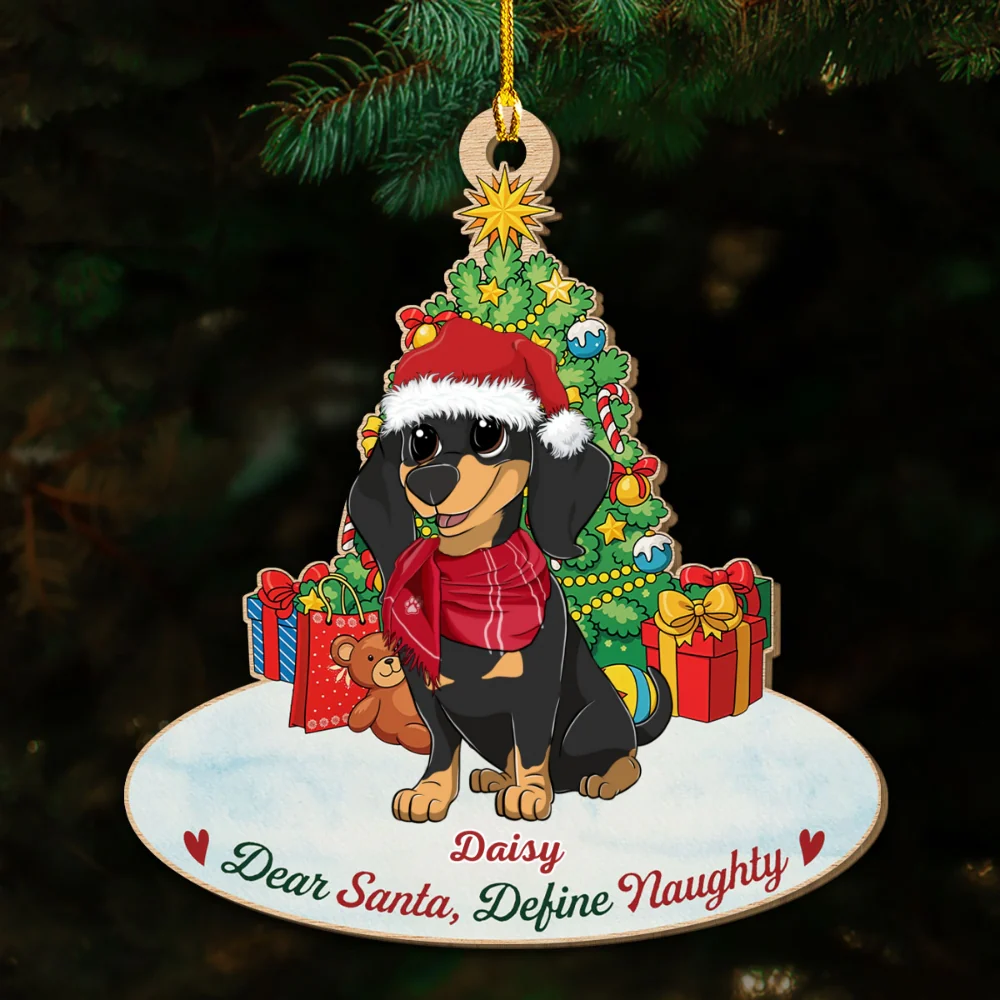 Define Naughty Dog - Personalized Custom Wood Ornament - Image 5