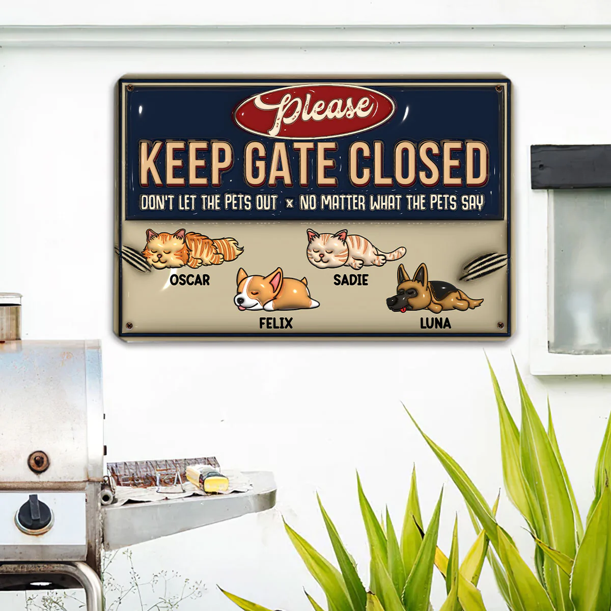 Do Not Let The Pets Out - Personalized Custom 3D Inflated Effect Metal Sign - Image 5