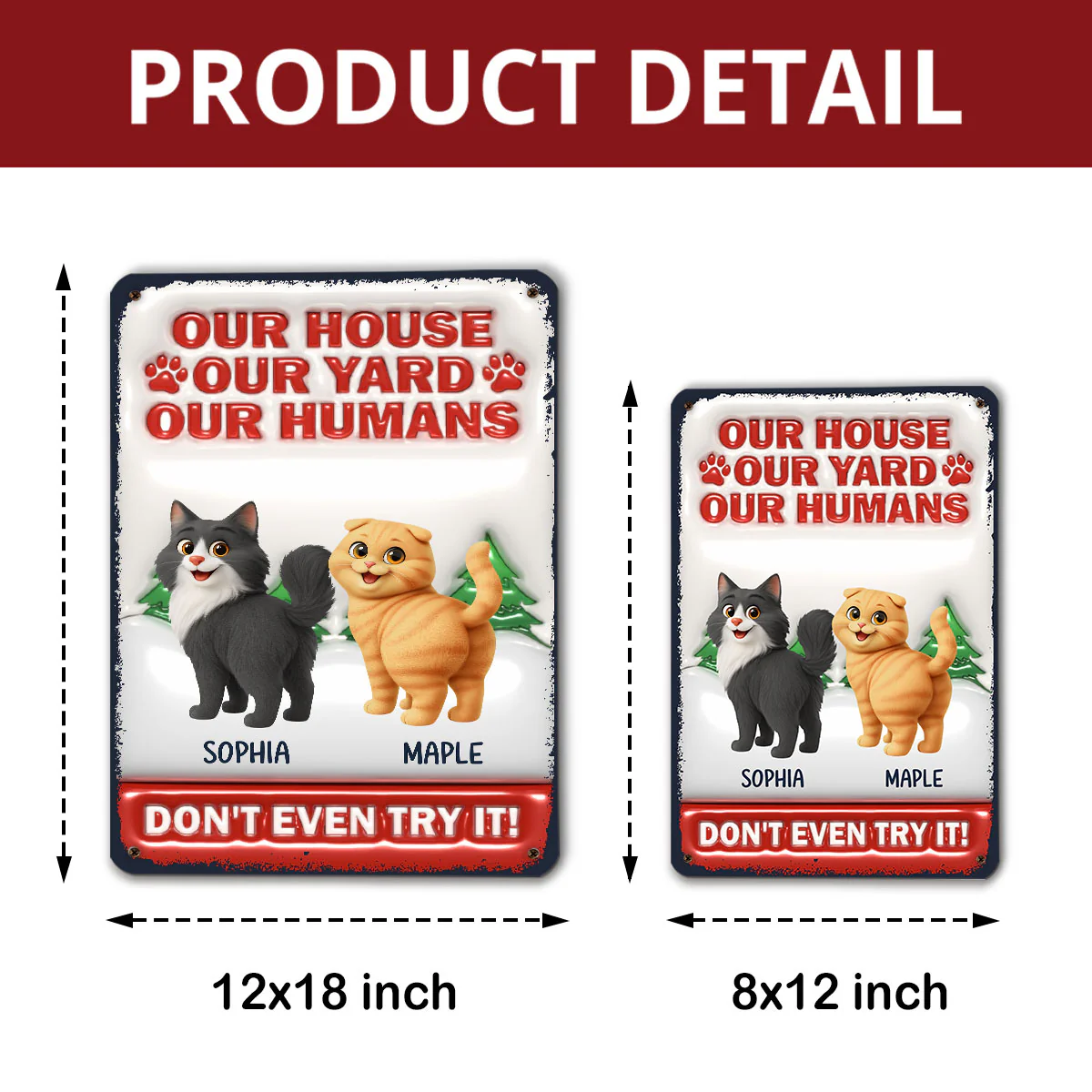 Do Not Try It Human Ver Cat Christmas - Personalized Custom 3D Inflated Effect Metal Sign - Image 5