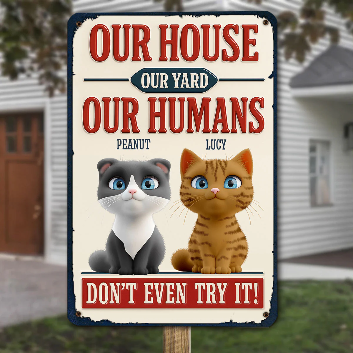 Do Not Try It Human Ver Cat - Personalized Custom 3D Inflated Effect Metal Sign - Image 4