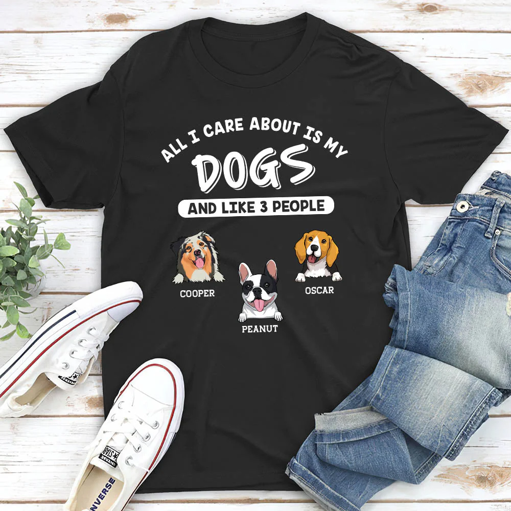 Dog And 3 People - Personalized Custom Unisex T-shirt - Image 2