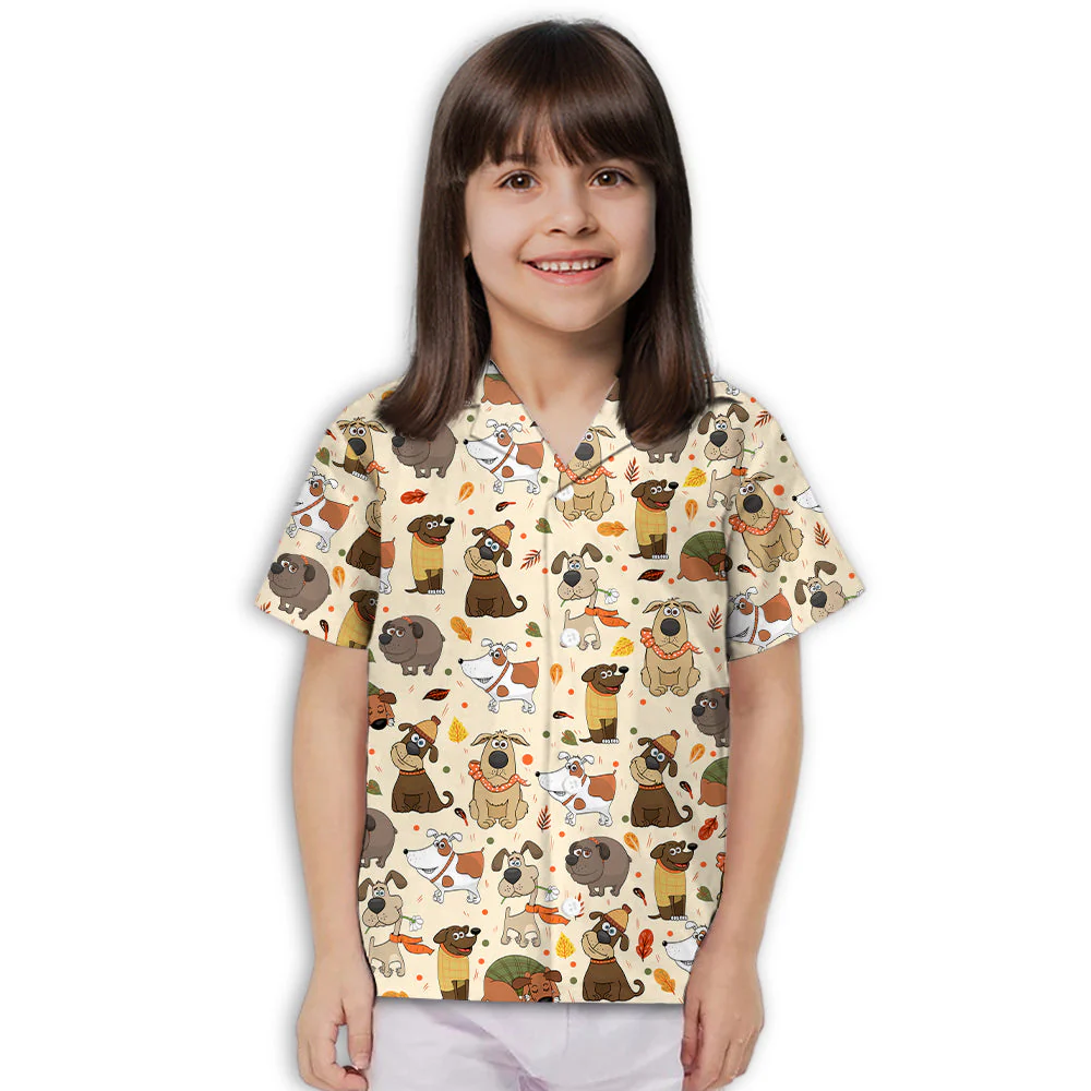 Dog And Autumn - Kids Button-up Shirt - Image 2