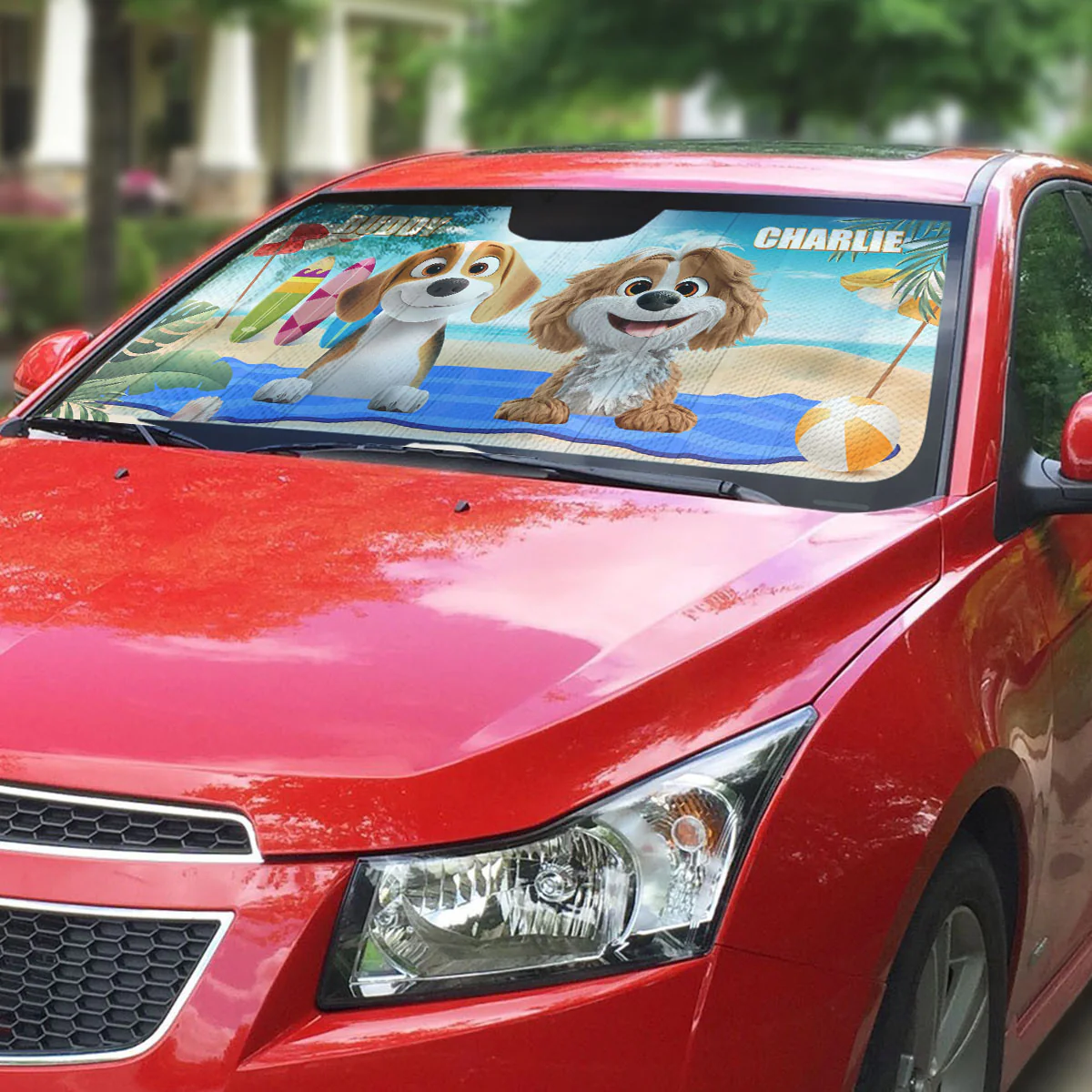 Dog And Beach - Personalized Custom Car Sunshade - Image 2