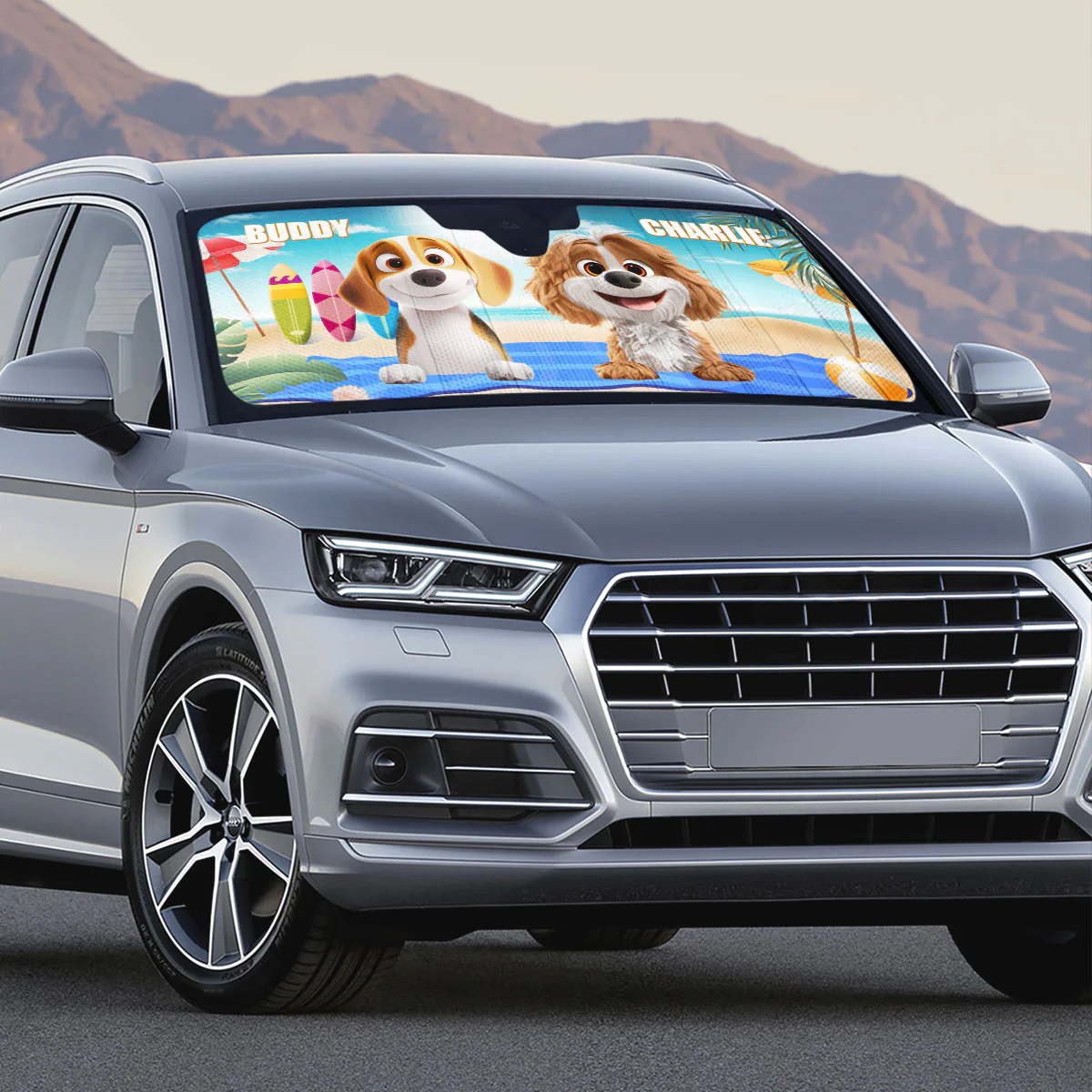 Dog And Beach - Personalized Custom Car Sunshade - Image 3
