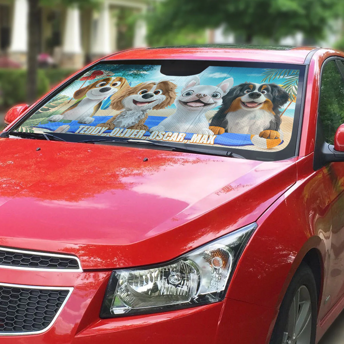Dog And Beach - Personalized Custom Car Sunshade - Image 4