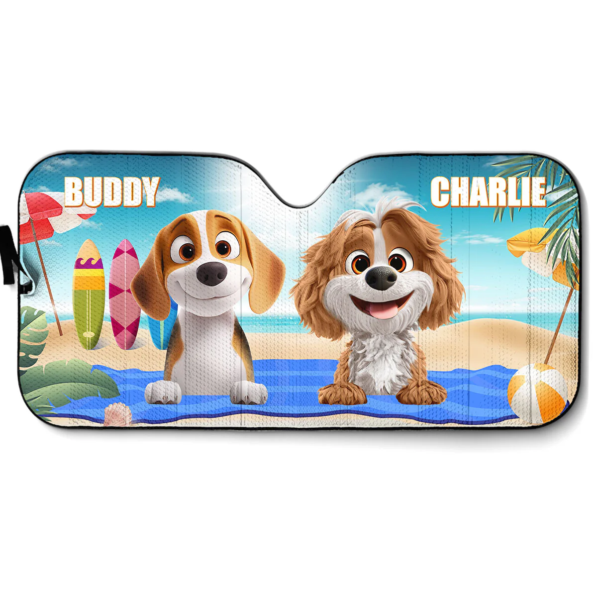 Dog And Beach - Personalized Custom Car Sunshade - Image 5
