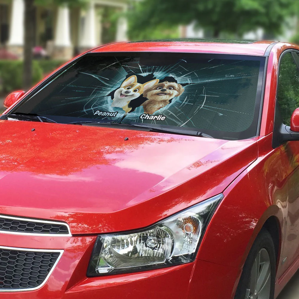 Dog And Car - Personalized Custom Car Sunshade - Image 4