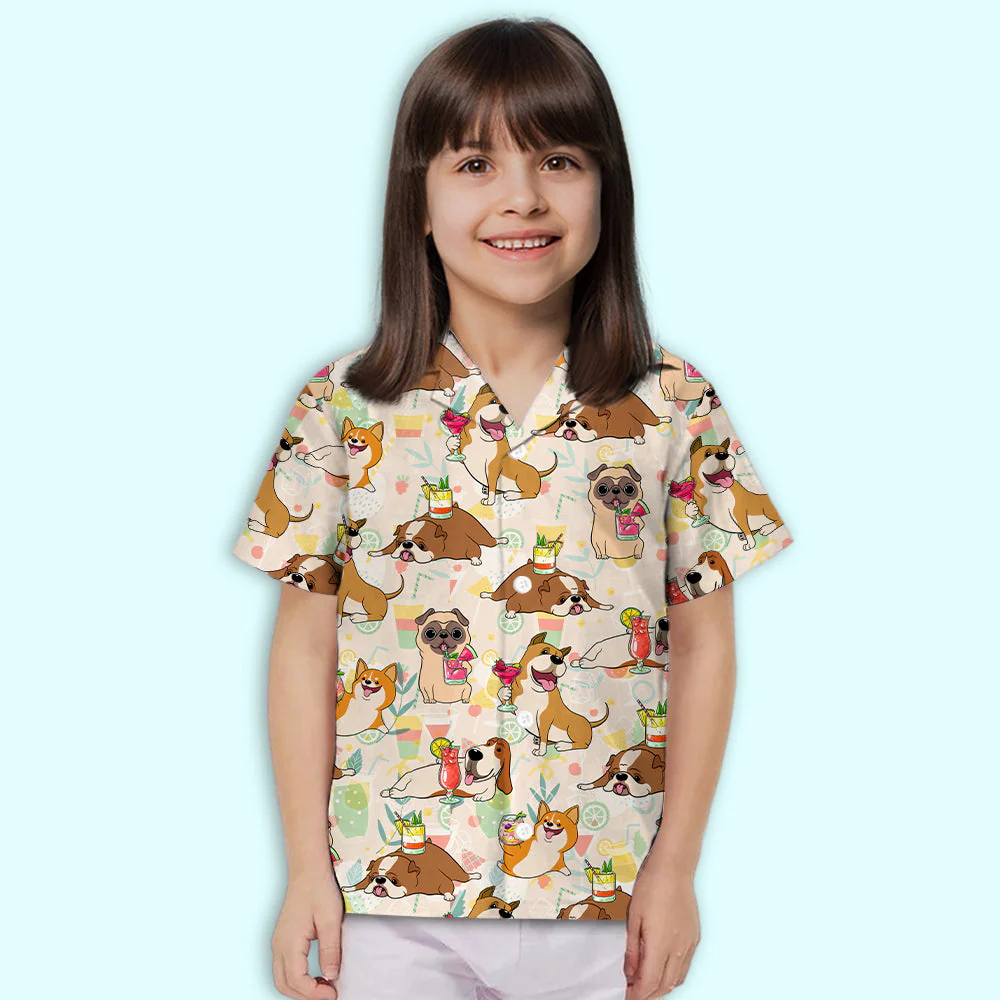 Dog And Cocktail - Kids Button-up Shirt - Image 3