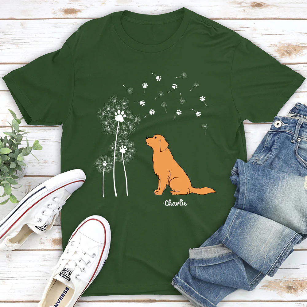 Dog And Dandelion - Personalized Custom Unisex T-shirt - Image 3