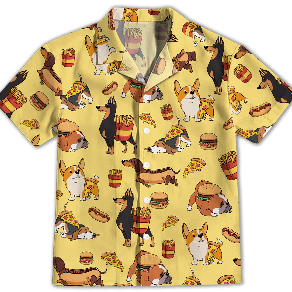Dog And Fast Food - Kids Button-up Shirt