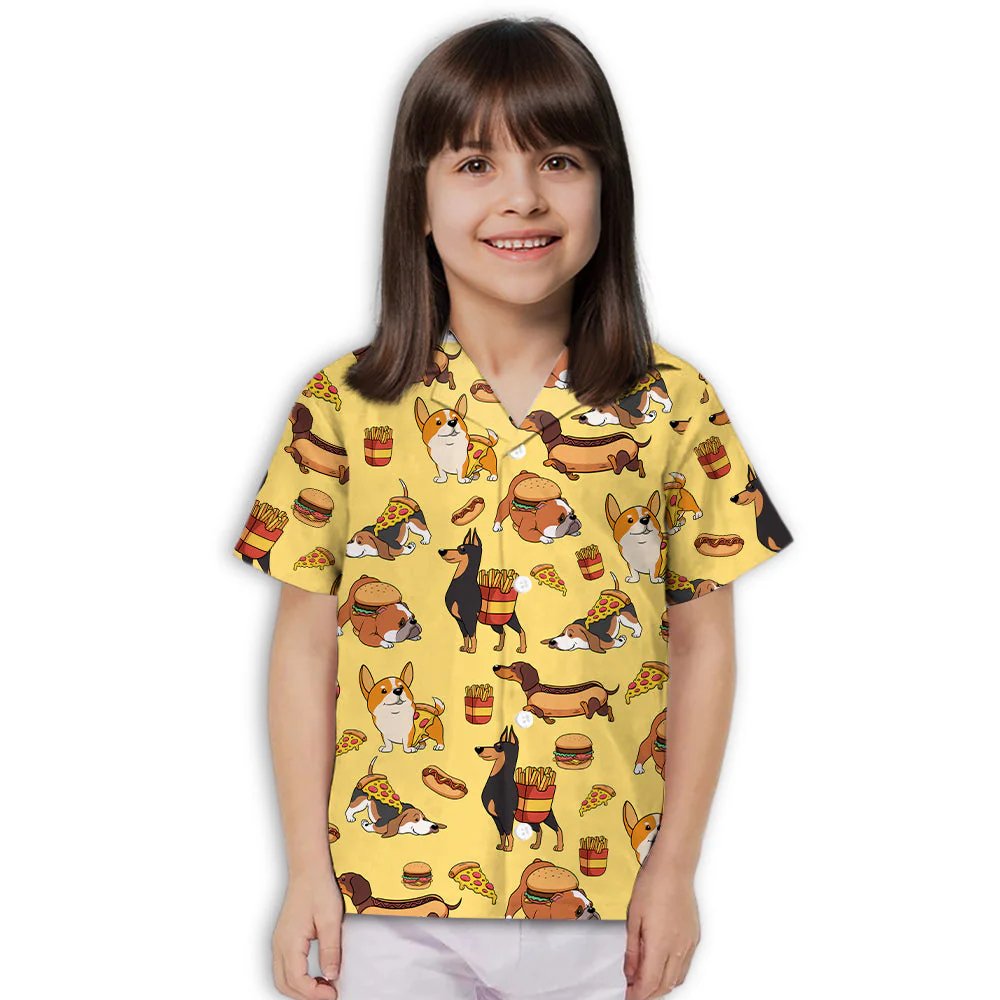 Dog And Fast Food - Kids Button-up Shirt - Image 2
