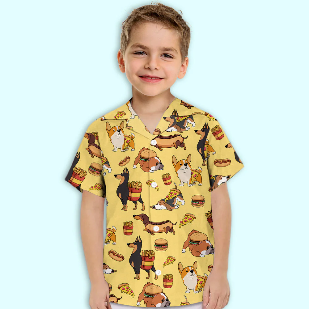 Dog And Fast Food - Kids Button-up Shirt - Image 3