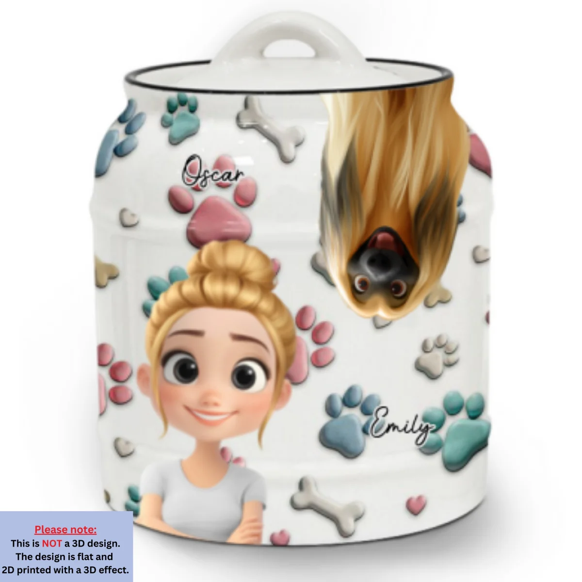 Dog And Human Cartoon - Personalized Custom 3D Inflated Effect Ceramic Jar - Image 6