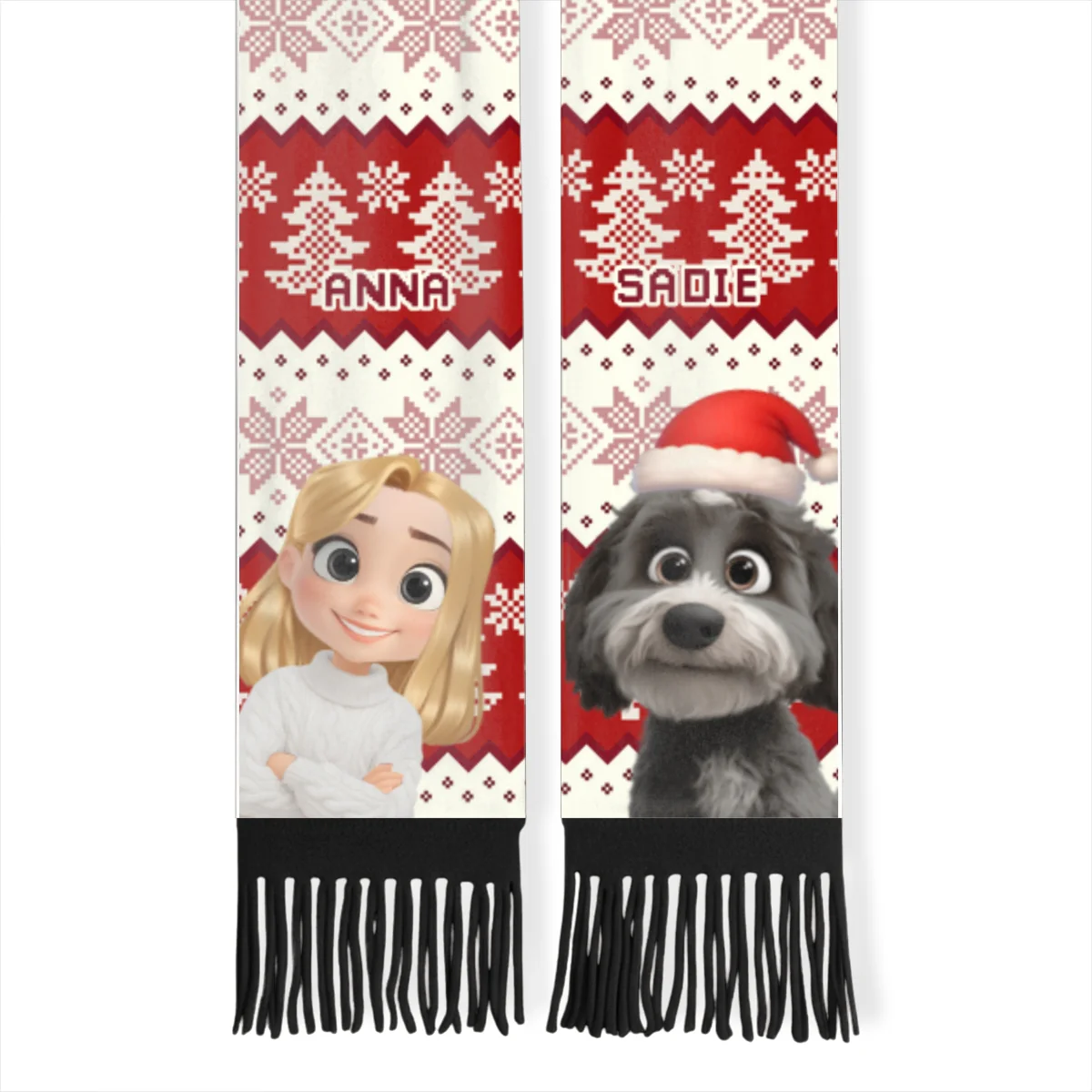 Dog And Human Cartoon - Personalized Custom Scarf - Image 10