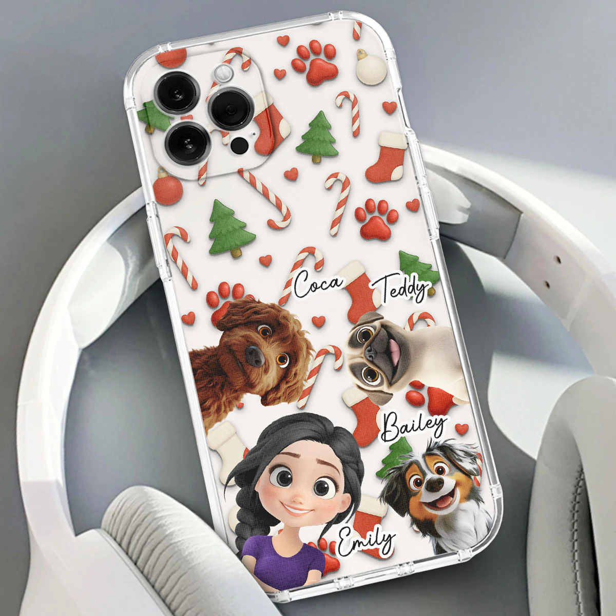 Dog And Human Cartoon Ver 2 - Personalized Custom Phone Case - Image 3