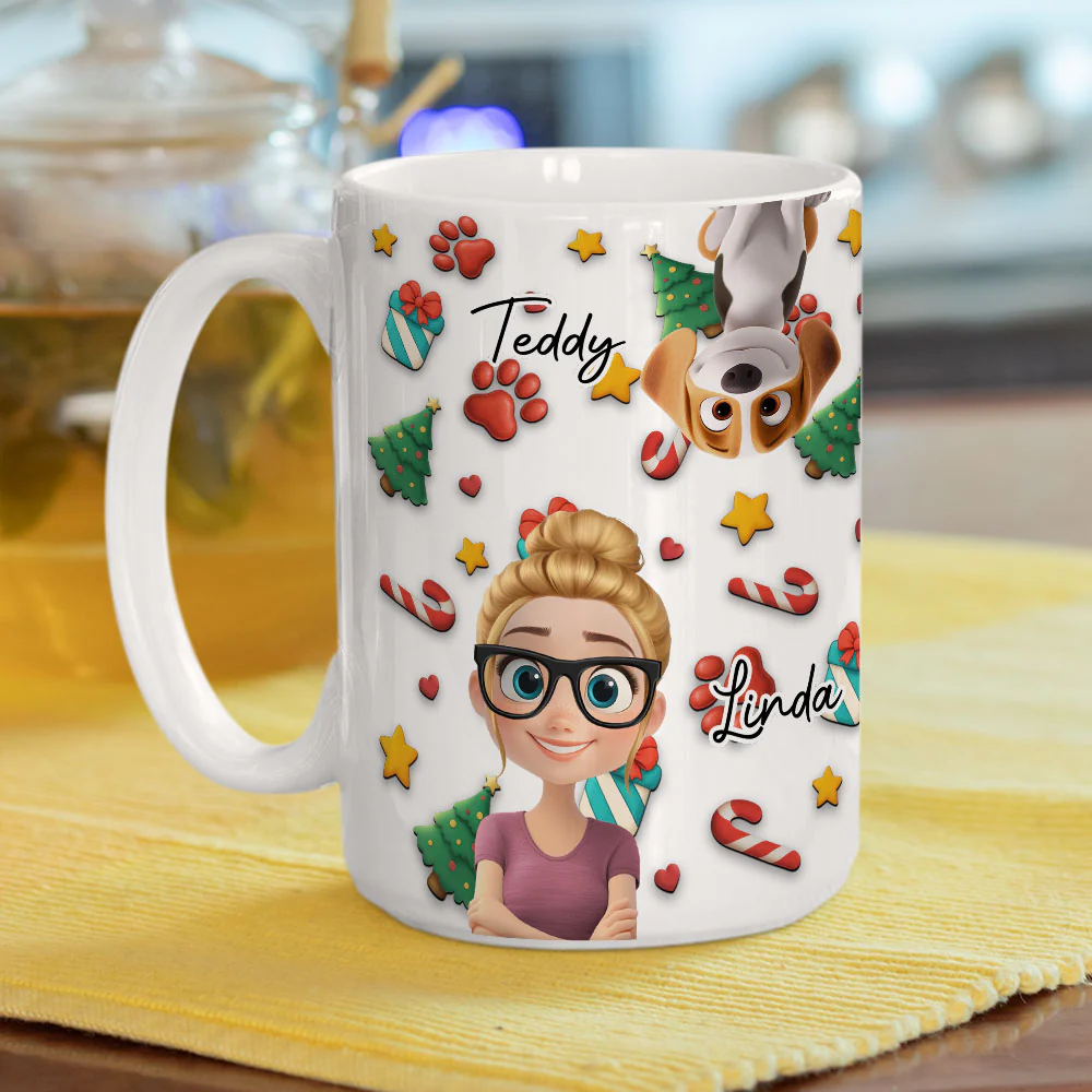 Dog And Human Christmas Cartoon - Personalized Custom Coffee Mug - Image 5