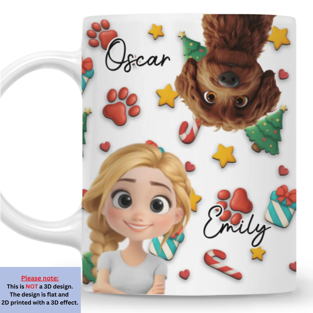 Dog And Human Christmas Cartoon - Personalized Custom Coffee Mug - Image 9