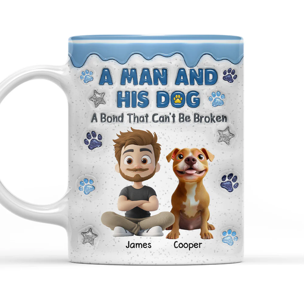 Dog And Man - Personalized Custom 3D Inflated Effect Coffee Mug