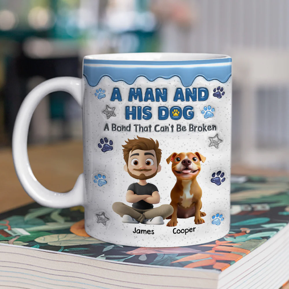 Dog And Man - Personalized Custom 3D Inflated Effect Coffee Mug - Image 2