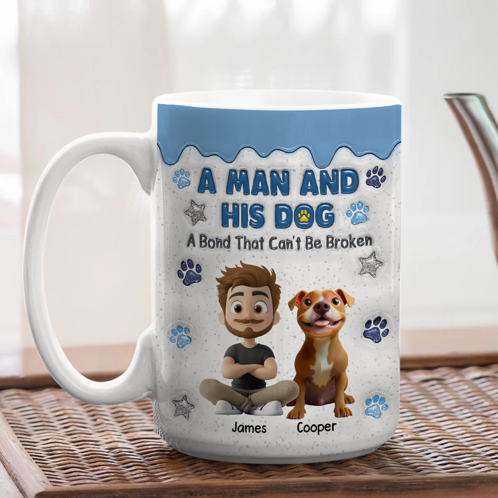 Dog And Man - Personalized Custom 3D Inflated Effect Coffee Mug - Image 3