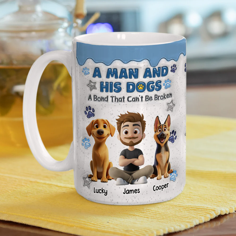 Dog And Man - Personalized Custom 3D Inflated Effect Coffee Mug - Image 4