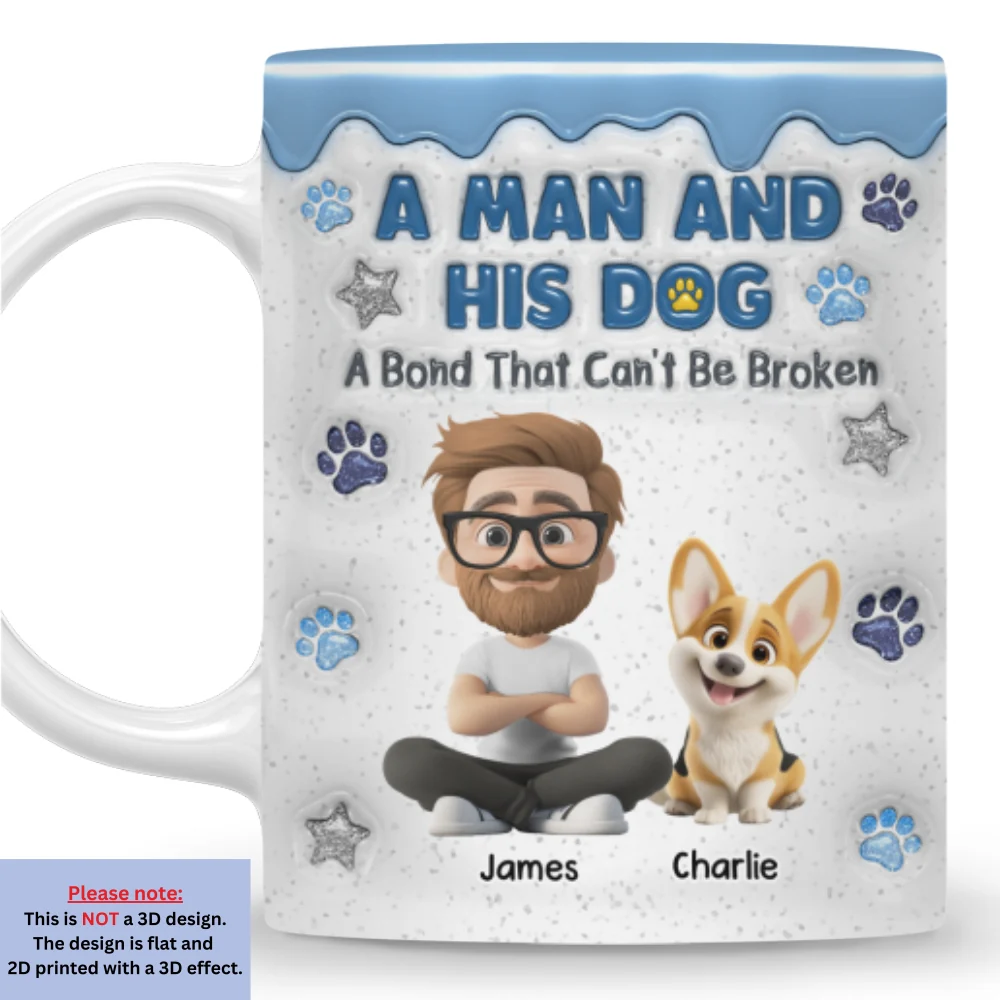 Dog And Man - Personalized Custom 3D Inflated Effect Coffee Mug - Image 6
