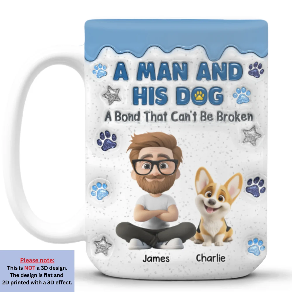 Dog And Man - Personalized Custom 3D Inflated Effect Coffee Mug - Image 7