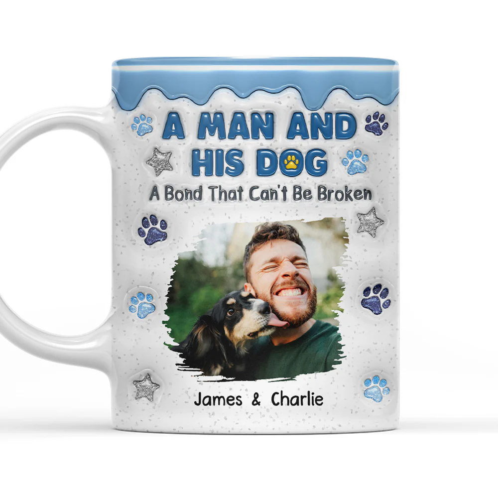 Dog And Man Photo - Personalized Custom 3D Inflated Effect Coffee Mug