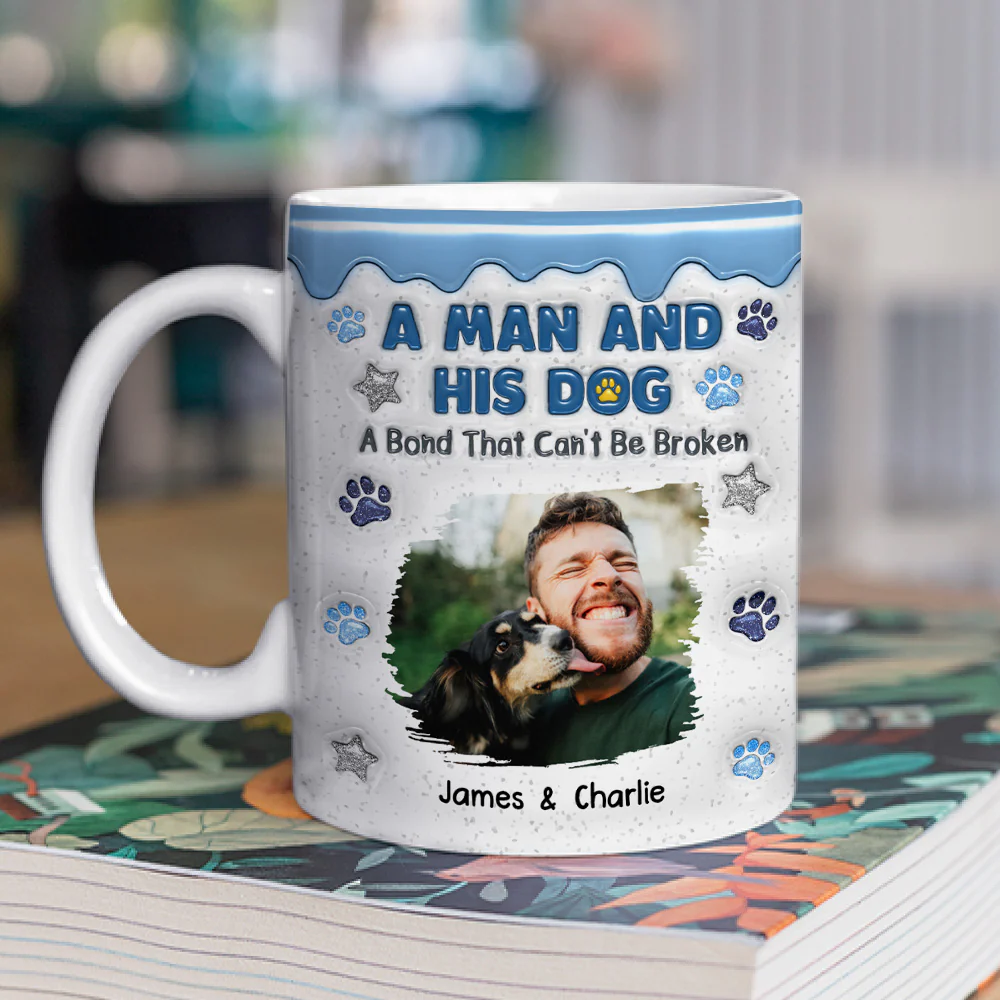 Dog And Man Photo - Personalized Custom 3D Inflated Effect Coffee Mug - Image 2