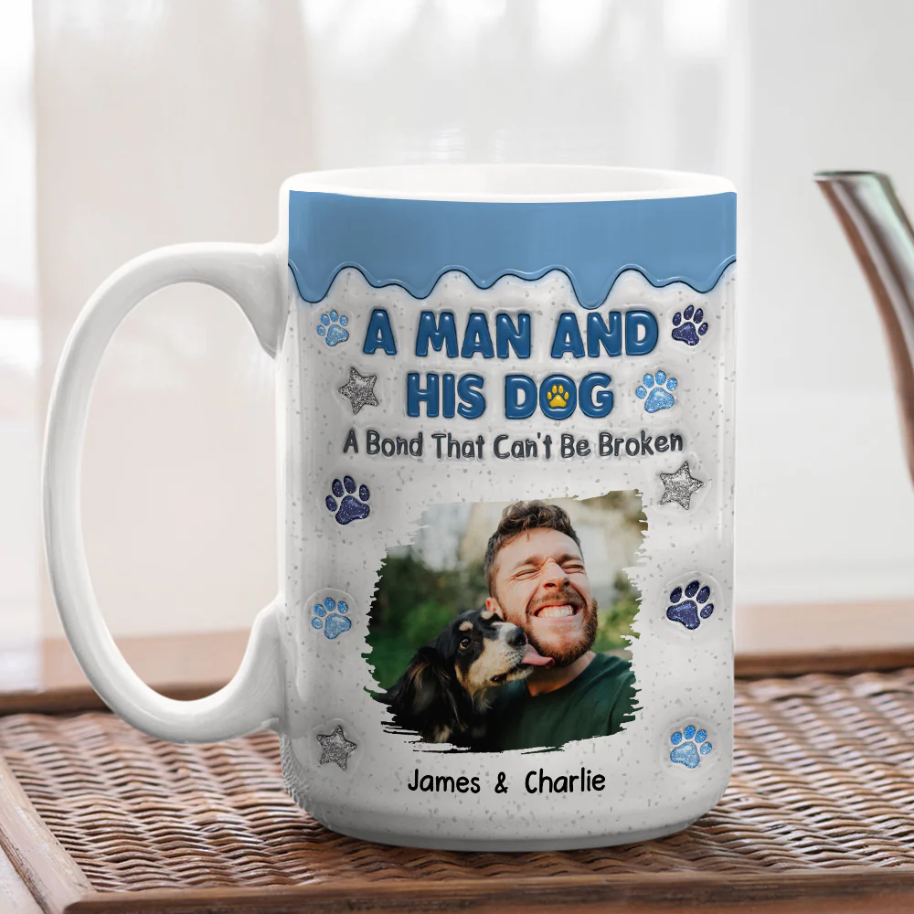 Dog And Man Photo - Personalized Custom 3D Inflated Effect Coffee Mug - Image 3