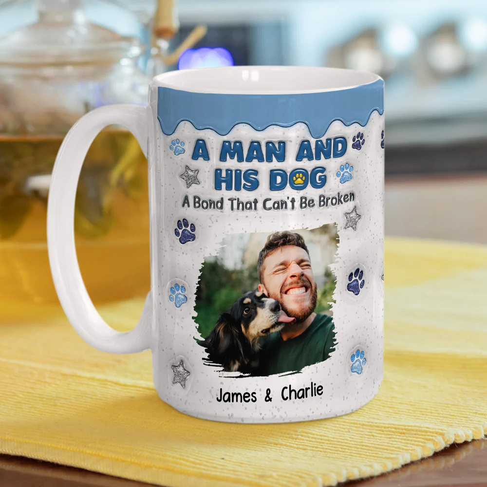 Dog And Man Photo - Personalized Custom 3D Inflated Effect Coffee Mug - Image 4