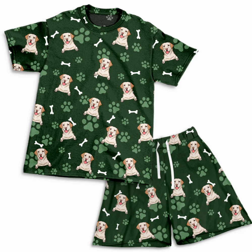 Dog And Paw Purple - Personalized Custom Short Pajama Set - Image 6
