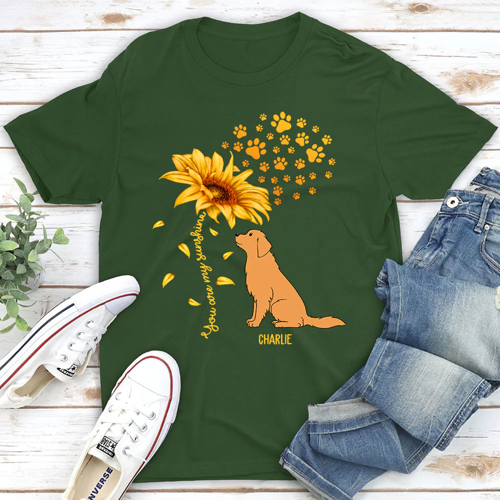 Dog And Sunflower - Personalized Custom Unisex T-shirt - Image 2