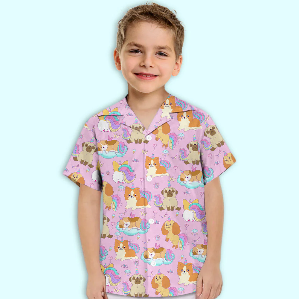 Dog And Unicorn - Kids Button-up Shirt - Image 3